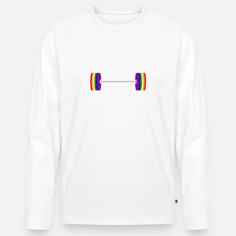 barbellandweightspridewhitestrokes - Männer Premium Bio Langarmshirt - undefined