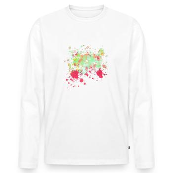 Farbspritzer Farbverlauf tgpi - Männer Premium Bio Langarmshirt - Weiß - Vorne - Nico (187cm)