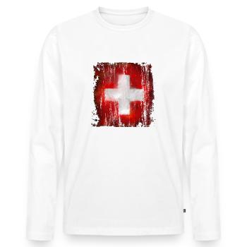Switzerland - Switzerland - Men's Premium Organic Long Sleeve Shirt - white - Front - Nico (187cm)