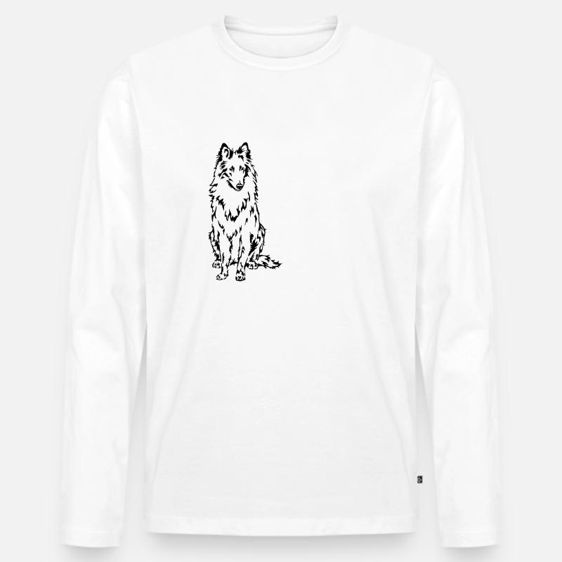 Belgischer Schäferhund Groenendael - Männer Premium Bio Langarmshirt - Weiß
