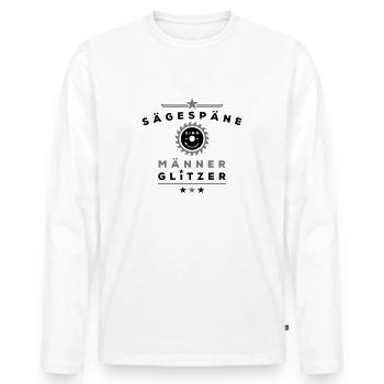 Sägespäne sind Männer Glitzer | Farbwechsel 2C - Männer Premium Bio Langarmshirt - Weiß - Vorne - Nico (187cm)