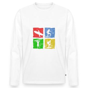 Surfen für Surfer Vintage Bundoran Geschenkidee - Männer Premium Bio Langarmshirt - Weiß - Vorne - Nico (187cm)