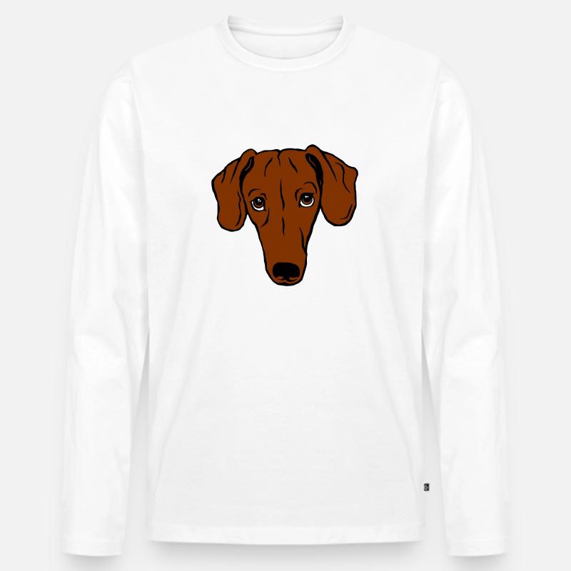 Dackel, kurzhaar - Männer Premium Bio Langarmshirt - Weiß