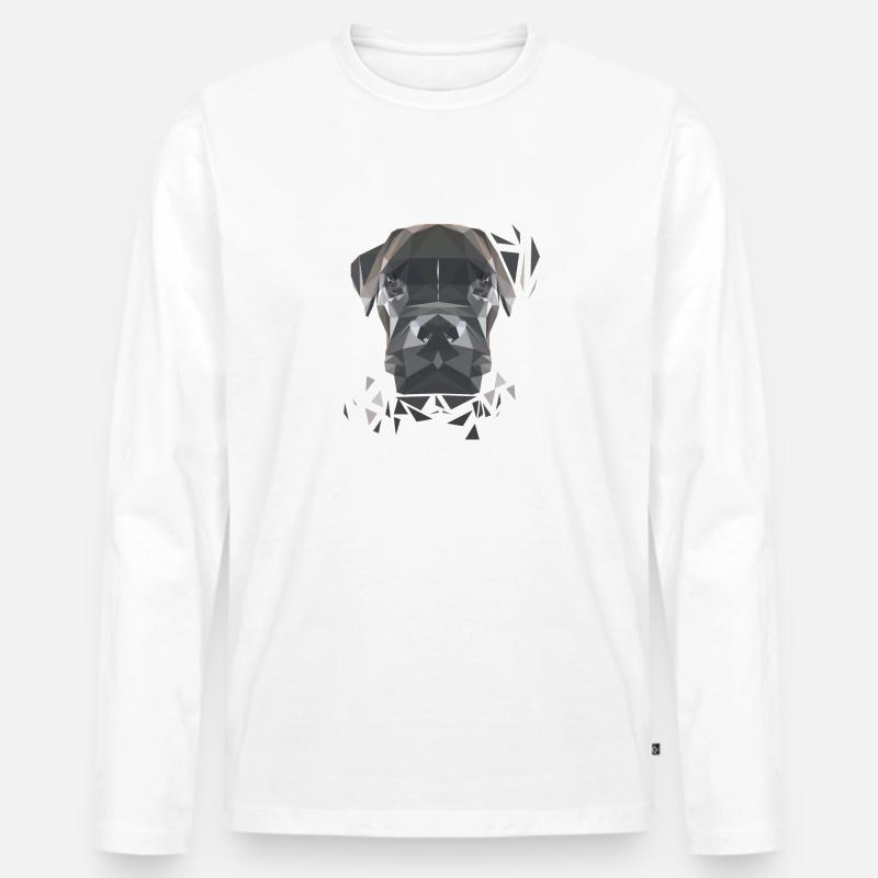 Boxer in Polygon-Art - Männer Premium Bio Langarmshirt - Weiß