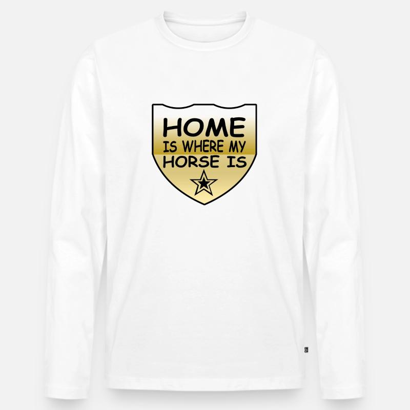 Pferd - Männer Premium Bio Langarmshirt - Weiß