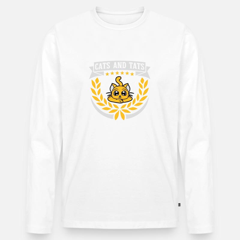 cats and tats Zitat - Männer Premium Bio Langarmshirt - Weiß