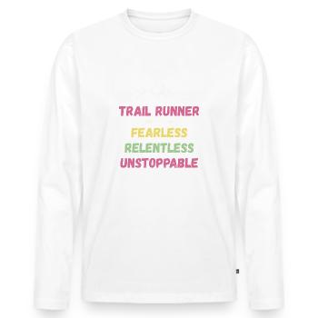 Trail Runner - Intrépide. Implacable. Imparable. - T-shirt manches longues Premium bio Homme - blanc - Devant - Nico (187cm)