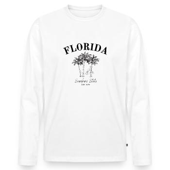 Floride - Miami - Sunshine State - Orlando - T-shirt manches longues Premium bio Homme - blanc - Devant - Nico (187cm)