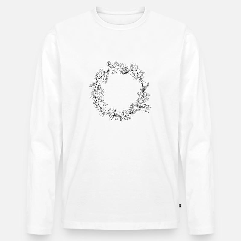 Blumenkranz - Männer Premium Bio Langarmshirt - Weiß