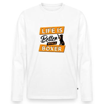 La vie est plus belle avec un boxer - Vector Design - T-shirt manches longues Premium bio Homme - blanc - Devant - Nico (187cm)