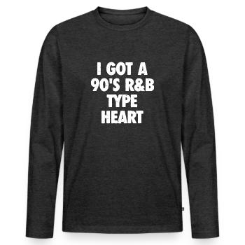Vibrations R&B des années 90 – Pure Feeling - T-shirt manches longues Premium bio Homme - anthracite chiné - Devant - Nico (187cm)