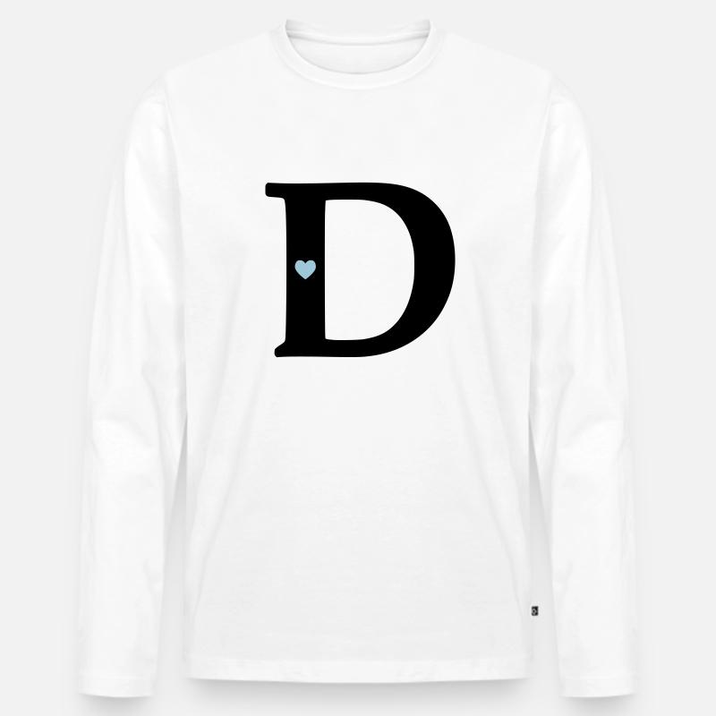 Buchstabe D Anfangsbuchstabe - Männer Premium Bio Langarmshirt - Weiß