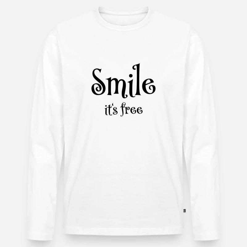 Smile. It's free - Männer Premium Bio Langarmshirt - Weiß