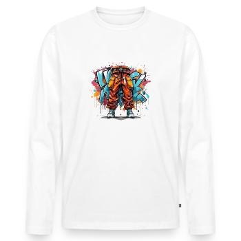Urban Art Vibes - Abstract Graffiti Design - Men's Premium Organic Long Sleeve Shirt - white - Front - Nico (187cm)