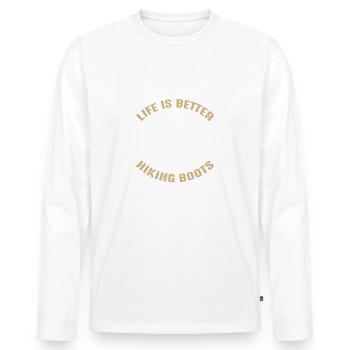 Montagnes Chemise · Alpinisme · Randonnée · Bottes de randonnée - T-shirt manches longues Premium bio Homme - blanc - Devant - Nico (187cm)