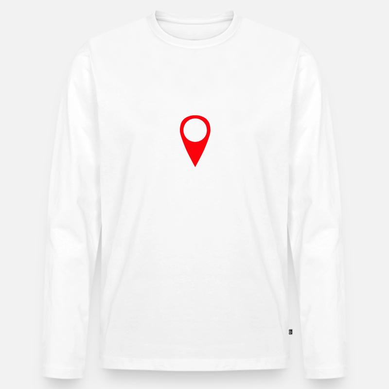 Ich bin hier - GPS - Geschenk - Männer Premium Bio Langarmshirt - Weiß