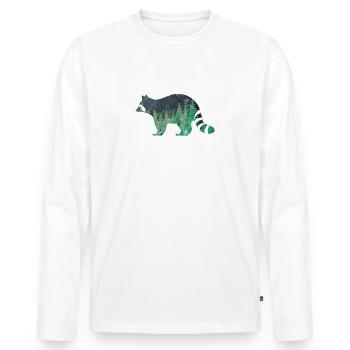 Zoo cadeau raton laveur ours prédateur silhouette chasse - T-shirt manches longues Premium bio Homme - blanc - Devant - Nico (187cm)