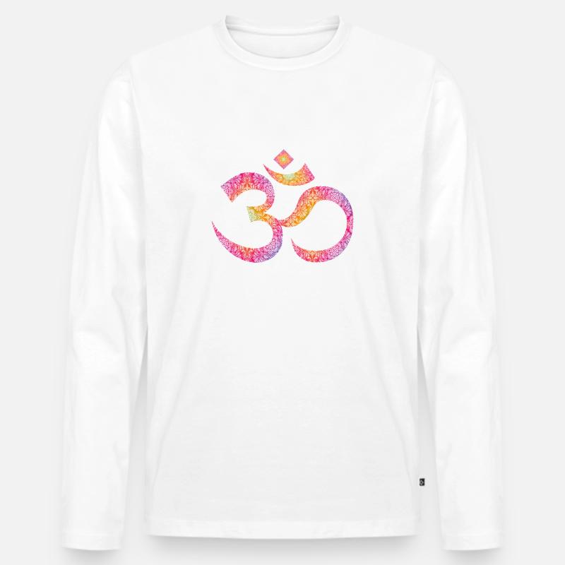 OM Mandala - Männer Premium Bio Langarmshirt - Weiß