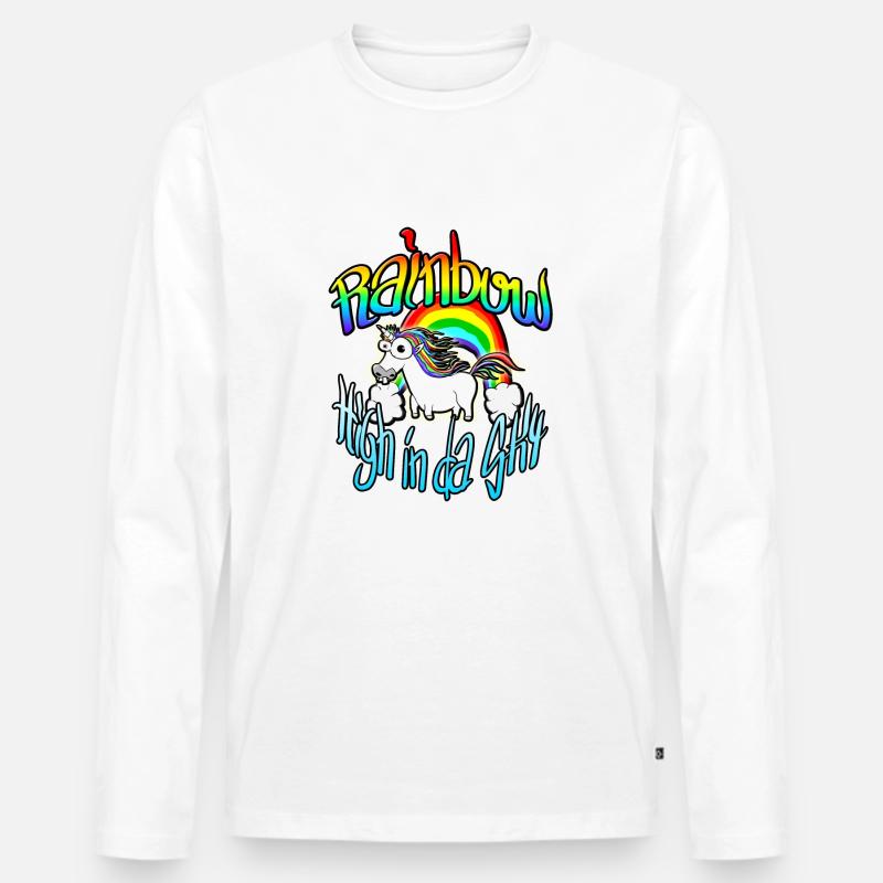Rainbow High in da sky - Männer Premium Bio Langarmshirt - Weiß