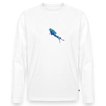 Plongée - Plongée sous-marine - Plongée sous-marine - Battement de coeur - T-shirt manches longues Premium bio Homme - blanc - Devant - Nico (187cm)
