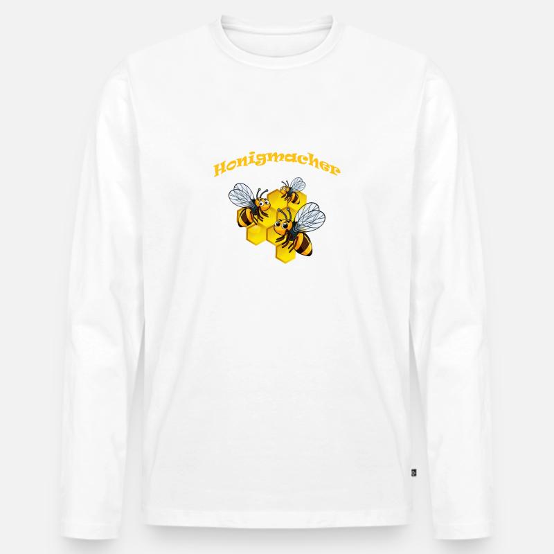 Honigmacher - Männer Premium Bio Langarmshirt - Weiß