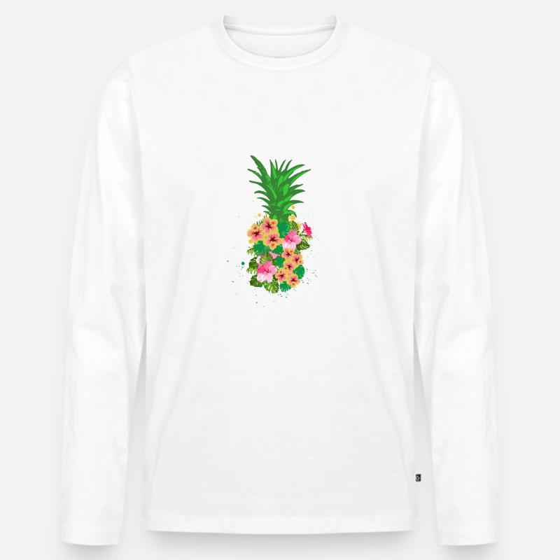 Ananas - Männer Premium Bio Langarmshirt - Weiß