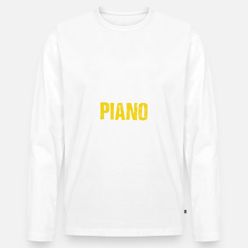 Klavier - Männer Premium Bio Langarmshirt - Weiß