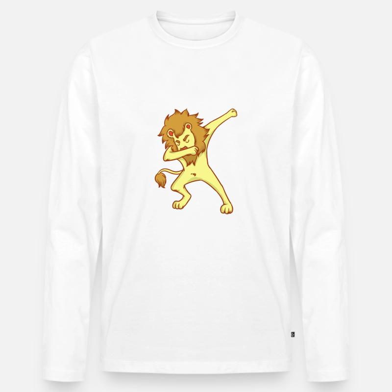 DAB Löwe - tanzen - Geschenk - Männer Premium Bio Langarmshirt - Weiß
