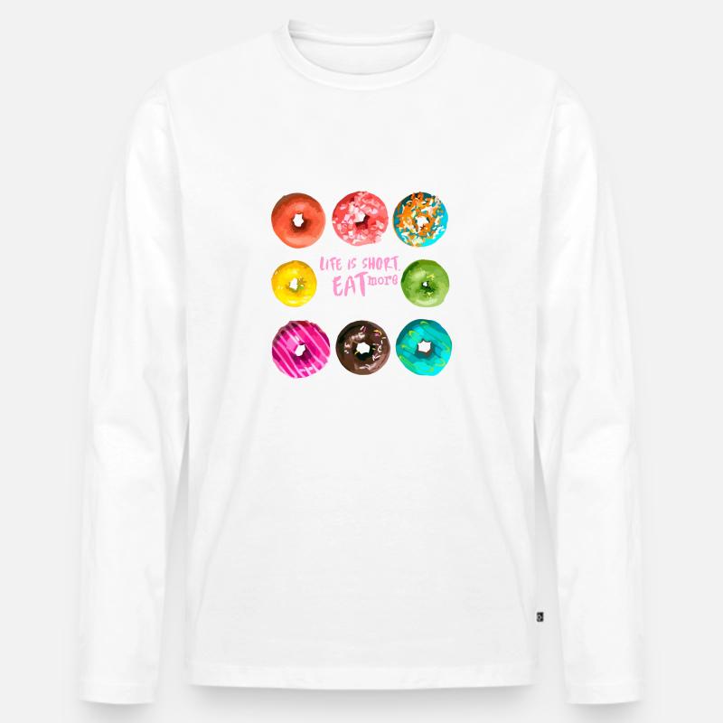 Donuts - Männer Premium Bio Langarmshirt - Weiß