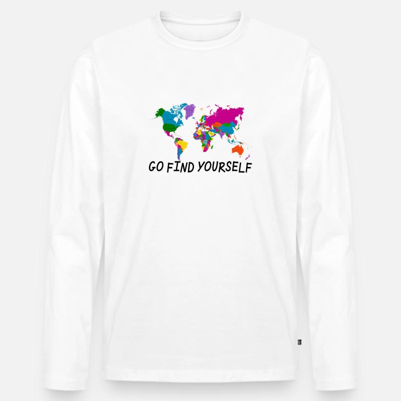 Go find yourself - Männer Premium Bio Langarmshirt - Weiß