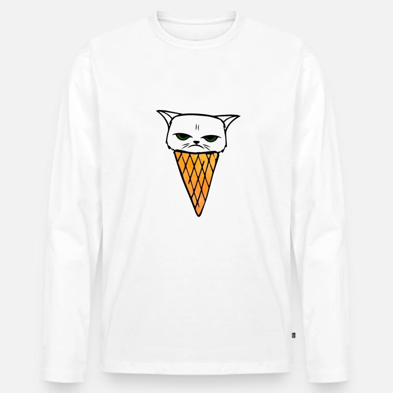Cat Icecream - Männer Premium Bio Langarmshirt - Weiß