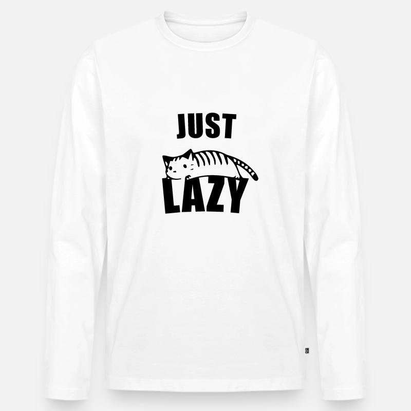 Just Lazy Cat - Männer Premium Bio Langarmshirt - Weiß