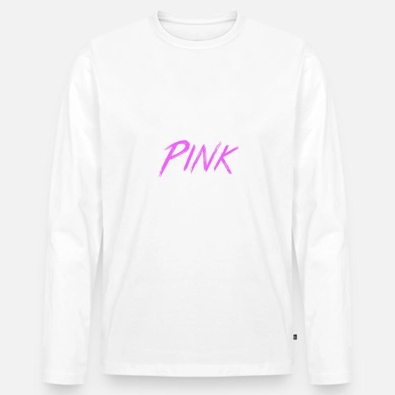 Pink - Männer Premium Bio Langarmshirt - Weiß