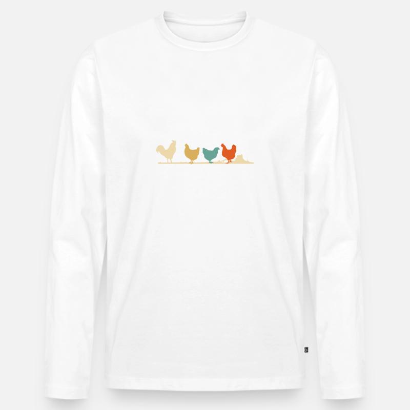 Hühner - Vintage Retro Bauer Geschenk - Männer Premium Bio Langarmshirt - Weiß