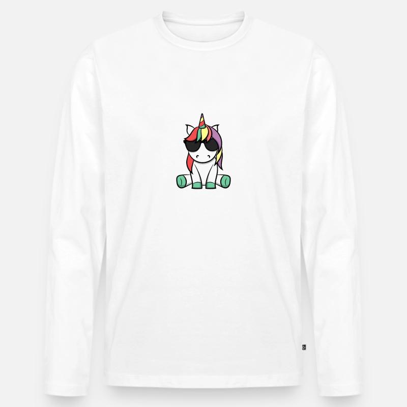 Pony Einhorn Retro Geschenkidee Witzig Sommer Süß - Männer Premium Bio Langarmshirt - Weiß
