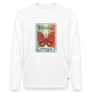 Butterfly Vintage Retro Style Grunge - Men's Premium Organic Long Sleeve Shirt - white - Front - Nico (187cm)