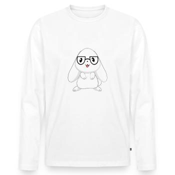 Hasen - Hase - Hasenbesitzer - Niedlich - Geschenk - Männer Premium Bio Langarmshirt - Weiß - Vorne - Nico (187cm)