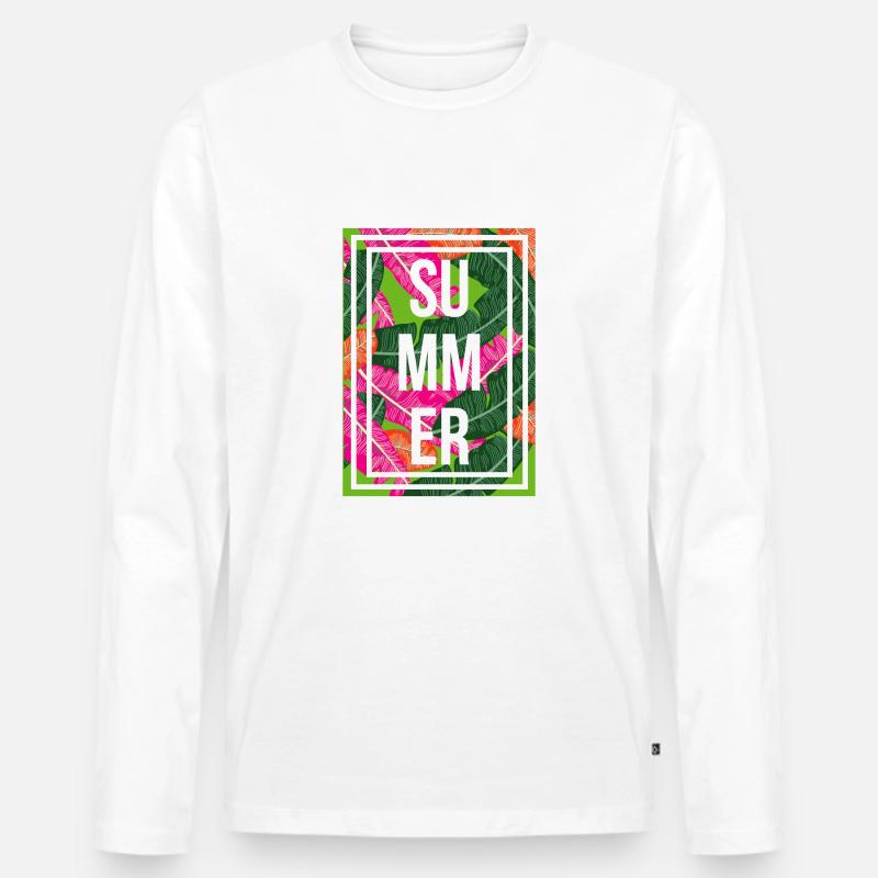 Sommer Palmen - Männer Premium Bio Langarmshirt - Weiß