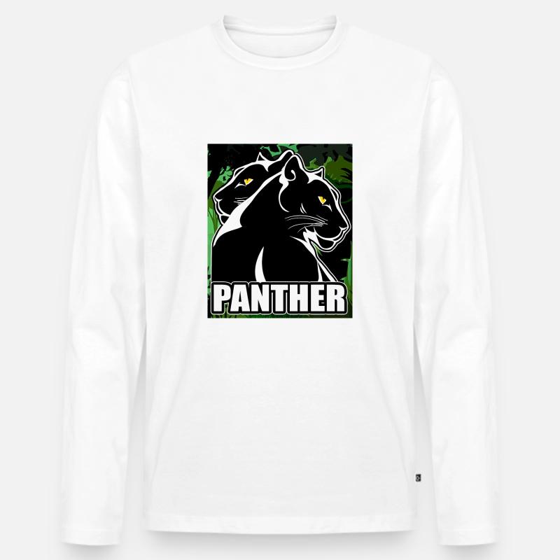 Panther - Männer Premium Bio Langarmshirt - Weiß