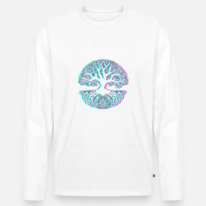Baum - Männer Premium Bio Langarmshirt - Weiß