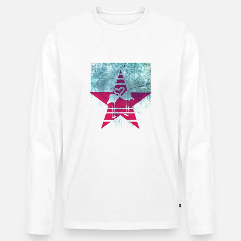 Flamingo Herz - Männer Premium Bio Langarmshirt - Weiß