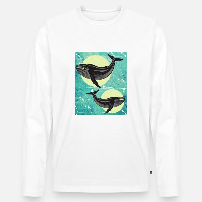 Buchelwale Wale - Männer Premium Bio Langarmshirt - Weiß