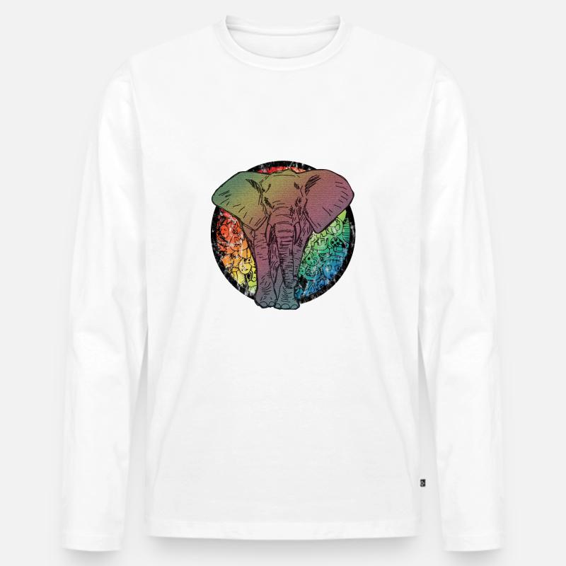 Elefant Comic - Männer Premium Bio Langarmshirt - Weiß