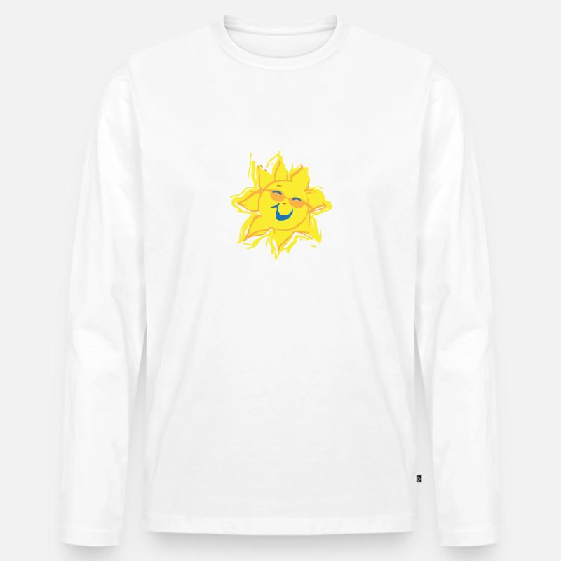 Sommer Sonne - Männer Premium Bio Langarmshirt - Weiß