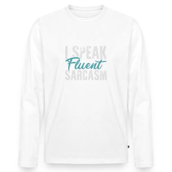 Sarkasmus - Männer Premium Bio Langarmshirt - Weiß - Vorne - Nico (187cm)