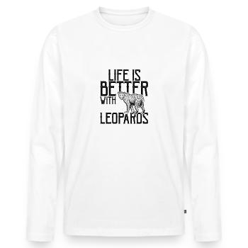leopard - Men's Premium Organic Long Sleeve Shirt - white - Front - Nico (187cm)