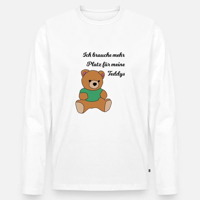 Teddybär - Männer Premium Bio Langarmshirt - Weiß