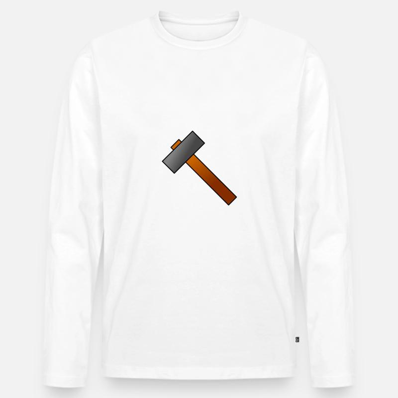 Handwerker Hammer - Männer Premium Bio Langarmshirt - Weiß