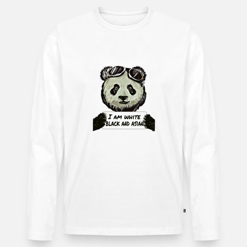 Cool Pilot Panda - Männer Premium Bio Langarmshirt - Weiß