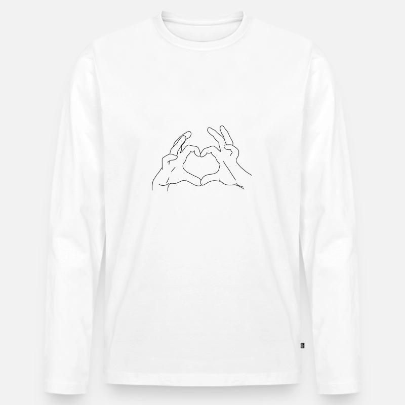 Herz aus Händen Romantisch - Männer Premium Bio Langarmshirt - Weiß